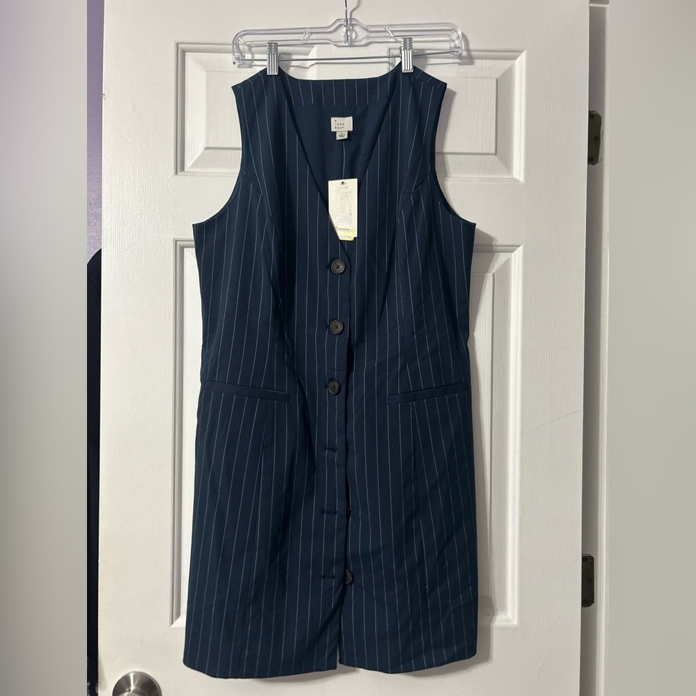 A New Day Navy Pinstripe Dress